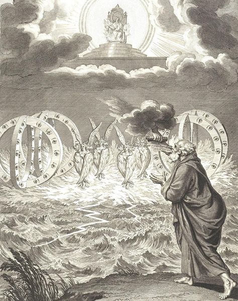 Ezekiel’s Vision of God and the Chariot - TheTorah.com Old Illustration, Biblical Artwork, Real Angels, Bible Illustrations, Esoteric Art, Occult Art, Biblical Art, Catholic Art, Angels And Demons