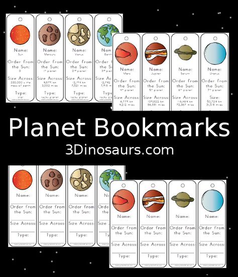 Free Planet Facts Bookmarks Planet Information, Planet Facts, Mercury Facts, Dinosaur Information, Planets Activities, Fun Bookmarks, Classroom Designs, Easy Reader Books, Space Activities For Kids