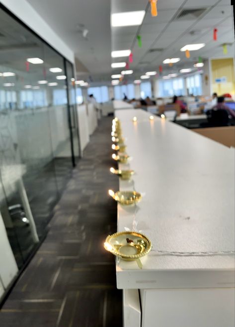 Diya , office diya decoration Diwali Office Decor, Office Diwali Decoration Ideas, Diwali Office Decoration Ideas, Diwali Decorations At Office, Diyas Decoration, Diwali Dance, Simple Flower Rangoli, Diwali Pictures, Reception Desk Office