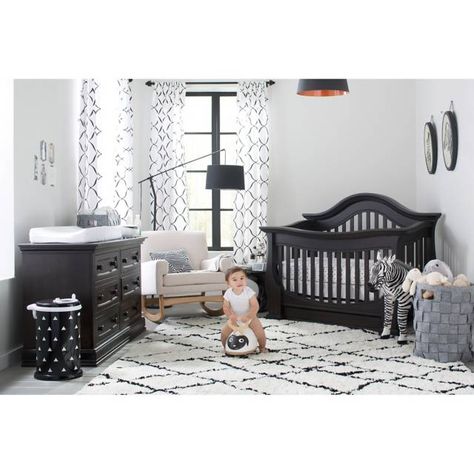 s7d9.scene7.com is image BedBathandBeyond 1079114233310c?wid=640&hei=640&qlt=70 Black Crib, Black And White Nursery, Black Nursery, Baby Boy Room Nursery, Nursery Room Boy, White Nursery, Room Black, Baby Room Design, Nursery Crib