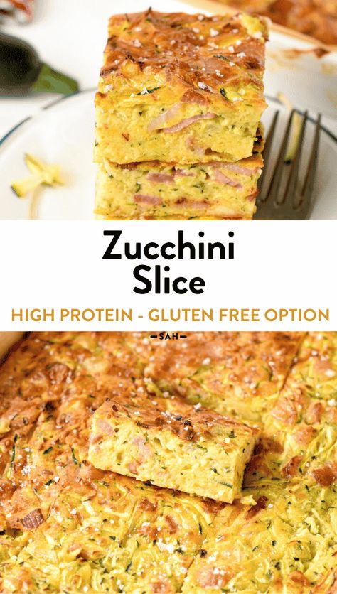 Zucchini Slice Zucchini Egg Bake, Zucchini Egg, Easy French Recipes, Baked Breakfast Recipes, Slice Recipe, Roast Zucchini, Zucchini Casserole, Egg Bake, Low Carb Flour