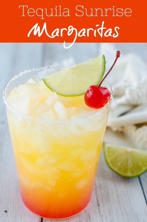 Skinny Tequila Sunrise Margaritas - a low calorie margarita recipe that's perfect for summer! Low Calorie Margarita, Alc Drinks, Keto Beverages, Cocktail Graphic, Fake Ginger, Keto Cocktails, Orange Liqueur, Frozen Margaritas, Tequila Drinks