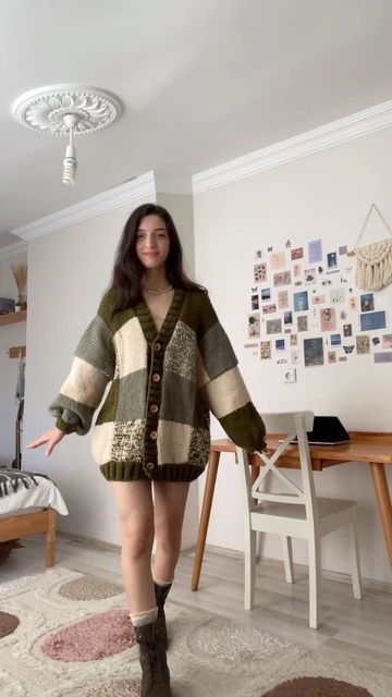 Big Cardigan Outfit, Knit Patchwork Cardigan, Patchwork Crochet Cardigan, Brown Crochet Cardigan, Crochet Patchwork Cardigan, Crochet Shrug Cardigan, Crochet Cardigan Outfit, Cottagecore Cardigan, Sweater Outfits Fall