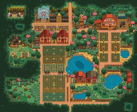 Laura | Here’s the full picture of my decorated Forest Farm in Stardew Valley! (Plus some close ups!✨📸) I’m in the process of editing the video… | Instagram Best Stardew Valley Farms, Forest Map Stardew Valley, Stardew Valley Farms Forest, Cute Stardew Valley Forest Farm, Stardew Valley Switch Farm Layout, Stardew Inspo Farm, Stardew Valley Inspo Farm, Star Dew Valley Forest Farm, Sdv Forest Farm Ideas