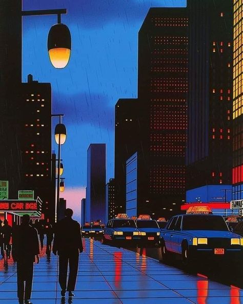 Alternative Vibes Aesthetic, Suburban Night Aesthetic, Old Futurism, 80s Aesthetic Paintings, 80s Night Aesthetic, Comics Aethstetic, 80s Painting Ideas, Retro City Aesthetic, 90s Dark Aesthetic