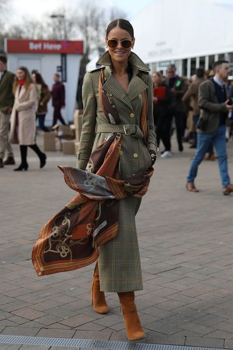 What to wear to Cheltenham Festival: Jade Holland Cooper shares her expert tips on how to do it in sartorially chic style | Tatler Jade Holland Cooper, Royal Ascot Fashion, English Outfit, Equestrian Style Outfit, Cheltenham Races, Race Outfit, Cheltenham Festival, Holland Cooper, Races Outfit