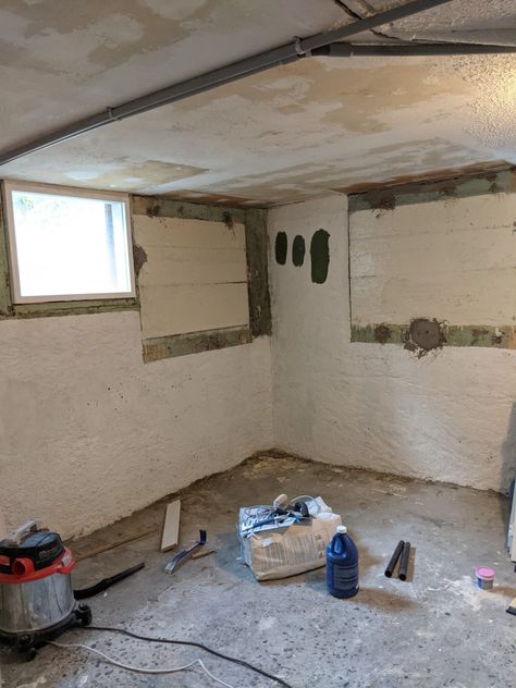 Cinderblock Cover Up, Cement Block Basement Wall Ideas, Painting Block Walls Basements, Interior Cinder Block Wall Makeover, Covering Cinder Block Walls, Basement Cinder Block Wall Makeover, Covering Concrete Walls In Basement, Cement Block Wall Makeover, Cement Wall Covering Ideas