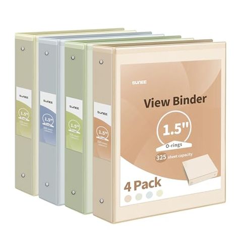 SUNEE 3 Ring Binder 1.5 Inch 4 Pack, Clear 1 1/2 Inch View Binder Three Ring PVC-Free (Fit 8.5x11 Inches) for School Binder or Office Binder Supplies, Neutral Aesthetic Binder Binders For School, Aesthetic Binder, Binder School, Money Journal, Mini 3 Ring Binder, Mini Three Ring Binders, 2 Inch Binder, 1 Inch Binder, Cute 6 Ring Binder