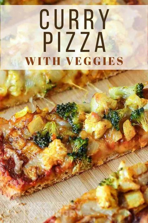 Curry Pizza Recipes, Naan Pizza Recipes Vegetarian, Homemade Pizza Vegetarian, Wfpb Pizza Recipes, Hidden Veg Pizza Sauce, Pizza With Veggies, Indian Pizza Vegetarian, Healthier Pizza, Veggie Korma