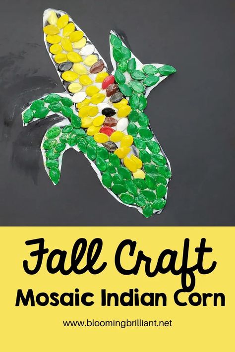 Indian Corn Mosaic - Blooming Brilliant Homeschool Art Curriculum, Flint Corn, Fall Activities For Toddlers, Harvest Corn, School Holiday Activities, Fall Lessons, Holiday Activities For Kids, Indian Corn, Autumn Activities For Kids