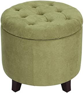 Amazon.com: green ottoman Mini Ottoman, Green Storage, Green Ottoman, Round Storage Ottoman, Tufted Storage Ottoman, Round Storage, Ottoman Footstool, Round Button, Storage Ottoman Bench