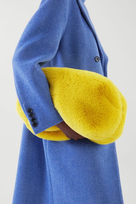 Clutch Outfit, Cos Bags, Fur Clutch, Faux Fur Bag, Oversized Clutch, Cashmere Gloves, Fur Bag, Tennis Fashion, Colorful Bags