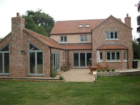 Amazing Residence 9 window installation in 'Painswick' #Windows #HomeImprovement #R9journey #flushcasement #timberalternative #traditional #British New Build Country House Uk, Coloured Window Frames Exterior, Triangle Windows Exterior, Dream House Exterior Uk, Self Build Houses Uk, Exterior Design Traditional, Triangle Windows, Barn Conversion Exterior, Framed Windows