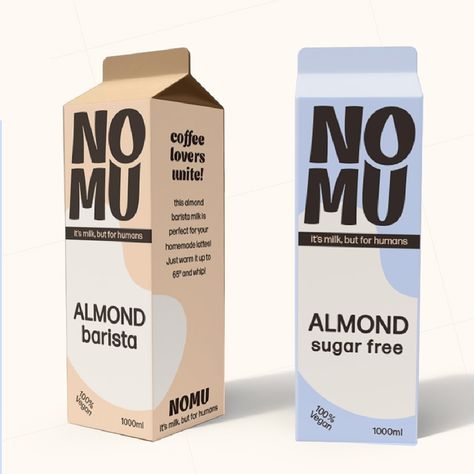 Let me introduce you to NOMU 🥛 Nomu is an almond milk brand and, as vegan, I couldn’t not accept this challenge! This week’s brief is by @briefclub and I loved working on it! #branddesigner #brandidentitydesign #branddesigner #plantbased #plantmilk #logodesign Almond Milk Brands, Milk Brands, Milk Alternatives, Milk Bottles, Key Visual, Passion Project, Working On It, Milk Bottle, Brand Guidelines