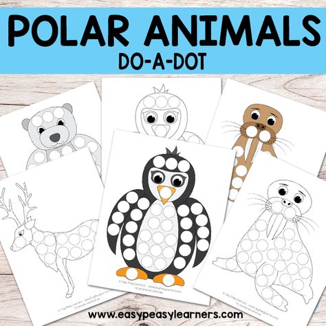 Free Polar Animals Do a Dot Printables Animals Kindergarten Activities, Animals Kindergarten, Dot Pictures, Arctic Animals Crafts, Black And White Printables, Dot Marker Printables, Free Kindergarten Printables, Kindergarten Free Printables, Easy Winter Crafts