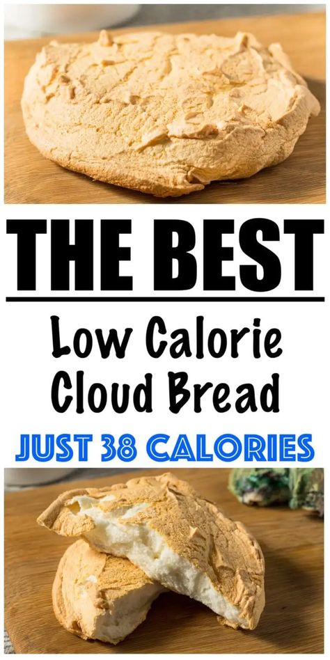 Low Calorie Cloud Bread Low Calorie Vegetarian Recipes, Low Calorie Tortilla, Low Calorie Bread, Low Calorie Fruits, Bread Alternatives, Protein Packed Meals, Protein Bread, Cloud Bread, Dinner Rolls Recipe