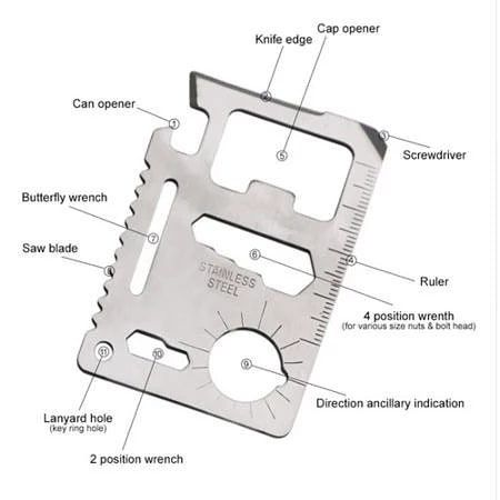 📢NEW PRODUCT ALERT📢 Survival Business Card  Survival business card multi-tool that fits in your wallet with 11 function Multi Tool Card, Credit Card Knife, Survival Card, Camping Needs, Pocket Tool, Survival Techniques, Camping Tools, Tool Gifts, Survival Tools