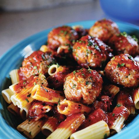 Rigatoni and Meatballs by Ree Drummond Rigatoni And Meatballs, Sunday Gravy, Canning Whole Tomatoes, The Sopranos, Pioneer Woman Recipes, Gravy Recipe, Rigatoni, Pizza Toppings, Meatball Recipes