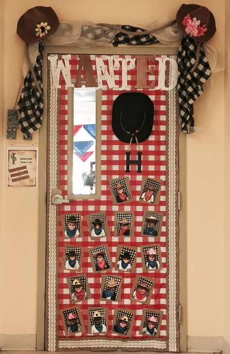 Rodeo Door Decorations Western Theme, Country Themed Classroom, Western Theme Door Decorating Ideas, Rodeo School Theme, Wild West Door Decorations, Western Classroom Door Ideas, Western Theme Classroom Door, Country Classroom Theme, Western Door Decorations For School