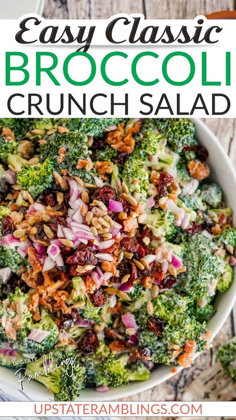 Broccoli Crunch Salad Recipes, Broccoli Salad Recipe Easy, Broccoli Crunch Salad, Raw Broccoli Salad, Broccoli Salad With Cranberries, Salad With Cranberries, Easy Broccoli Salad, Delicious Broccoli, Crunch Salad