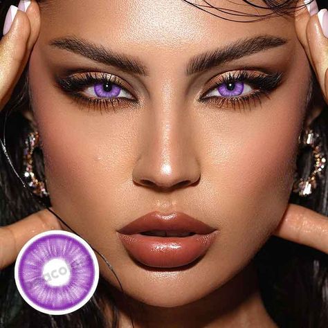 Purple Colored Contacts, Purple Contacts Makeup, Purple Eye Contacts, Color Contacts For Brown Eyes, Rarest Eye Color, Purple Eye Color, Contacts Eyes, Cosplay Lenses, Color Contacts For Halloween