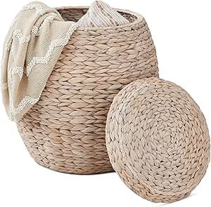 Best Choice Products Vintage Multipurpose Hyacinth Storage Basket, Plant Décor, Handwoven Organizer Tote for Bedroom, Living Room, Bathroom, w/Lid - Transparent White Kids Toy Store, Seagrass Storage Baskets, Laundry Basket Organization, Storage Tote, Basket With Lid, Basket Organizer, Tote Organization, Basket Tote, Plant Basket