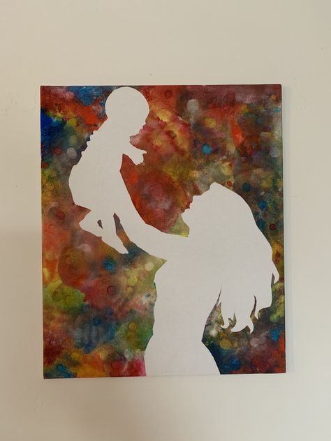 Canvas Painting For Mom Gift Ideas, Mother Daughter Painting Canvases Easy, Mom And Daughter Canvas Painting, Mom And Son Painting Ideas, Mother Son Painting Ideas, Mommy And Me Art Projects, Mother Painting Ideas Simple, Motherhood Painting Easy, Painting For Mom From Daughter Canvases