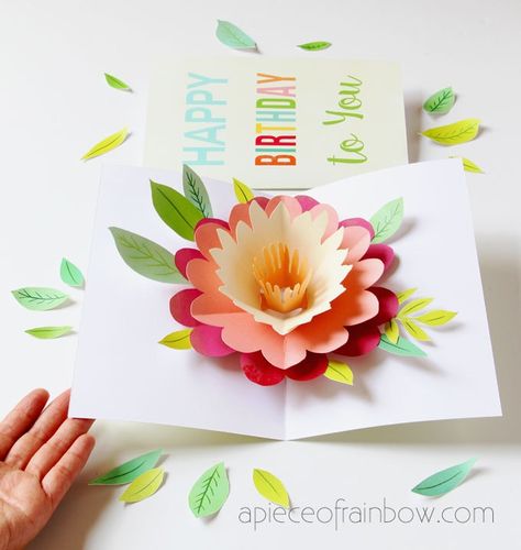 Easy DIY Happy Mother's Day card with beautiful big pop up flower: tutorial, video & free printable templates for handmade version & Cricut print and cut! - A Piece of Rainbow #diy #crafts #crafting #papercraft #papercrafts #greetingcard #valentinesday #birthday #mothersday #flower #cricut #cricutmaker #cricutcrafts Busy Calendar, Pop Up Flower Cards, Cricut Print And Cut, Quilled Creations, Happy Mother's Day Card, Diy Mothers Day Gifts, Easy Diy Halloween, Sewing Diy, Mother's Day Diy