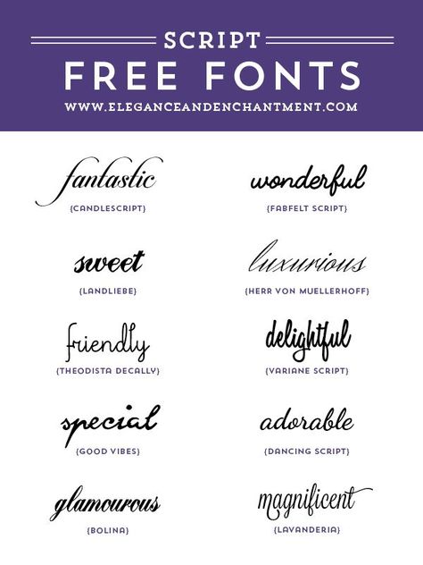 Free Script fonts for wedding invitations, graphic design projects, web design, DIY projects, crafts, blogging and more! From Elegance and Enchantment Free Printable Art Prints, Wedding Invitation Fonts, Pretty Fonts, Free Printable Art, Free Script Fonts, Fancy Fonts, Printable Art Prints, Cricut Fonts, Wedding Fonts