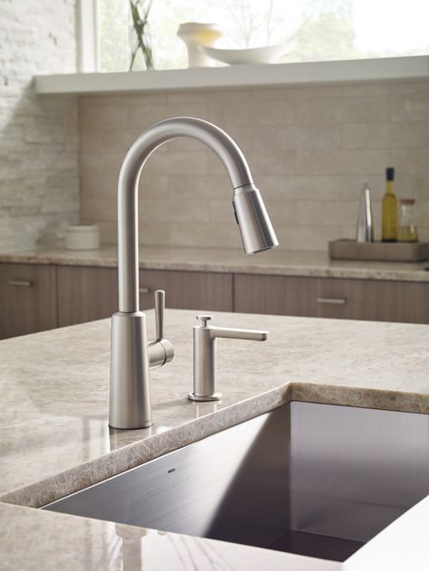 Modern Soap Dispenser Spot resist stainless  -- S3947SRS -- Moen High Arc Kitchen Faucet, Moen Kitchen Faucet, Full Kitchen Remodel, Stainless Steel Kitchen Faucet, Pull Out Faucet, Single Bowl Sink, Bathroom Towel Bar, Kitchen Soap, Kitchen Soap Dispenser