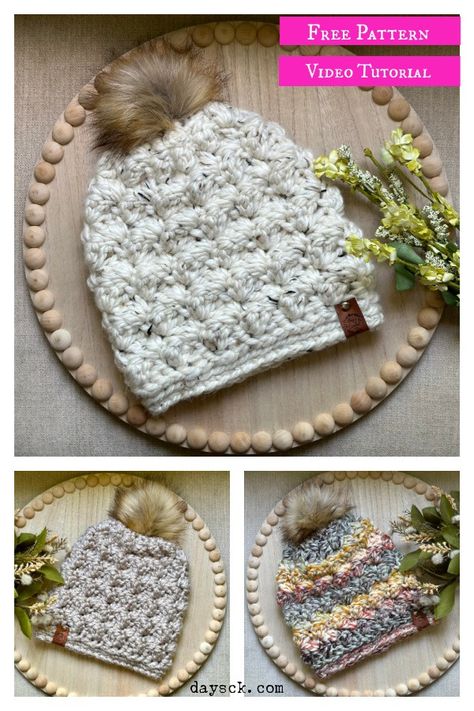 Bubble Beanie Hat Free Crochet Pattern and Video Tutorial Crochet Bobble Hat Pattern Free, Crochet Chenille Hat Free Pattern, Beanie Hat Crochet Pattern, Hat Free Crochet Pattern, Beanie Pattern Free, Crochet Beanie Pattern Free, Hat Patterns Free, Crochet Beanie Pattern, Crochet Blog