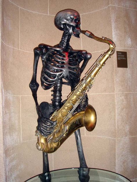 Jazz Skeleton. Skeleton Playing Saxophone, Ghost Ballroom, Board Covers, Ballroom Dance, Ballroom, Skeleton, Novelty Lamp, Ghost, Tattoos