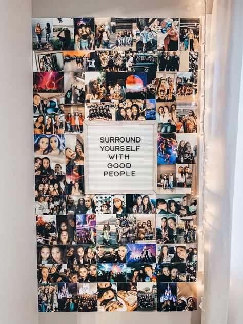 Picture Wall For Teenage Room, Collection Of Pictures, Photo Wall Ideas For Bedroom, Photo Wall Collage Of Friends, Pictures To Put In Your Room, Ideas For A Picture Wall, Room Picture Collage Ideas, Bedroom Photo Collage Ideas, Picture Collage On Wall Ideas