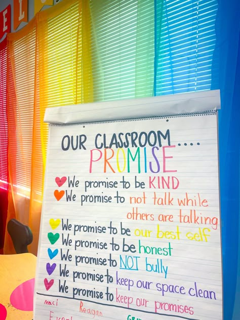 Classroom Promise, Teaching Classroom Decor, Elementary Classroom Themes, Classroom Organization Elementary, Teaching Classroom Management, Kindergarten Classroom Decor, Prek Classroom, Classroom Anchor Charts, Classroom Expectations