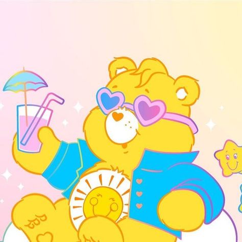 Care Bears™ on Instagram: "Easy peasy, lemon squeezy! 🍋 Funshine Bear is staying cool with a refreshing pink lemonade! ☀️ How do you beat the heat?" Easy Peasy Lemon Squeezy, Bento Cakes, Funshine Bear, Care Bear, Beat The Heat, Pink Lemonade, Care Bears, Vintage Cartoon, Profile Pictures