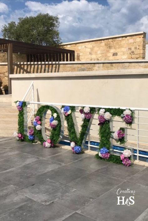 1mtr high Love with artificial flowers decorating a lovely spot at Giardini Lambrosa, Malta Marquee Letters With Flowers, Letters With Flowers, Marquee Numbers, Quinceanera Planning, Marquee Sign, Marquee Letters, Flower Letters, Love Flowers, Quinceanera