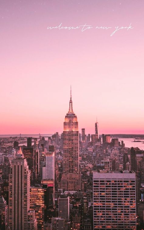 New York Pink Wallpaper, Nyc Pink Aesthetic, Pink New York Aesthetic, Wallpapers City, Nyc Aesthetic Wallpaper, Pink New York, Winter Landscape Photography, New York City Aesthetic, New York Wallpaper