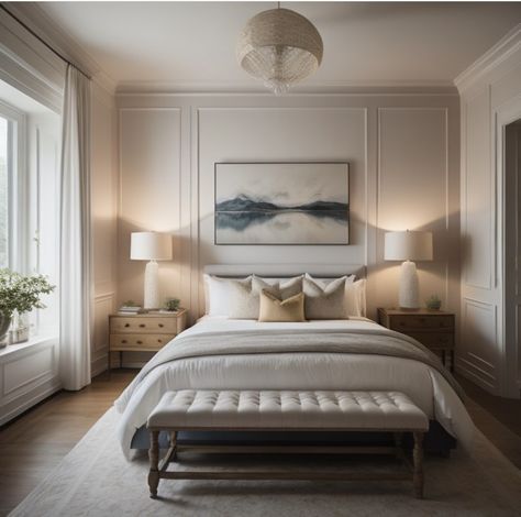 Bedroom Ideas With Panelling, Istanbul Apartment Interior, Bedroom Design 2024 Trends, Classic Master Bedrooms Decor, Quiet Luxury Bedroom, Sitting Area In Bedroom Master Suite, Studio Mcgee Bedroom Master, Syd Mcgee, Studio Mcgee Style