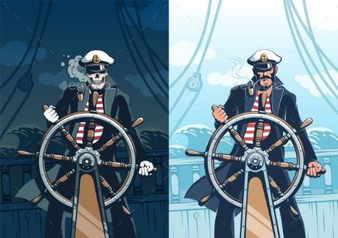 Ship Captain at Helm Against Sea Background Vintage Poster Template, Captain Ship, Ship Captain, Sea Background, Graphic Eyeliner, Skull Face, Background Background, Pirate Ship, Background Vintage