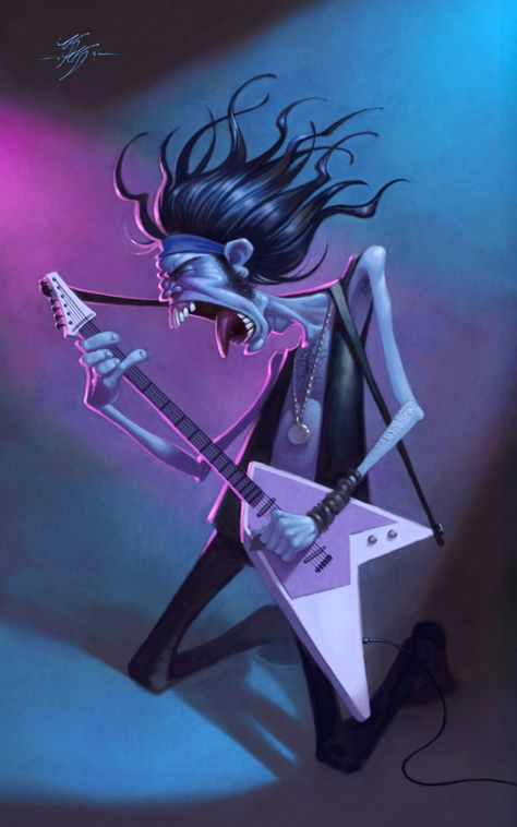 Be Awesome ★ Find more at http://www.pinterest.com/competing/ Guitar Concept Art, Rockstar Cartoon, Guitar Character Design, Character Playing Guitar, Kevin Keele, Guitarist Illustration, Animation Films, Software Art, Dynamic Pose