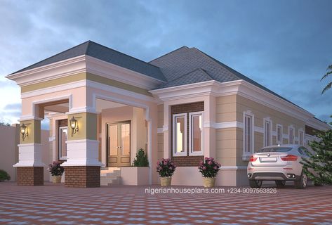 5 Bedroom Bungalow Floor Plan, Square House Design, Nigerian House Design, Five Bedroom House Plans, 5 Bedroom Bungalow House Plans, Nigerian House Plans, Bungalow Design Ideas, 5 Bedroom Bungalow, Nigeria House