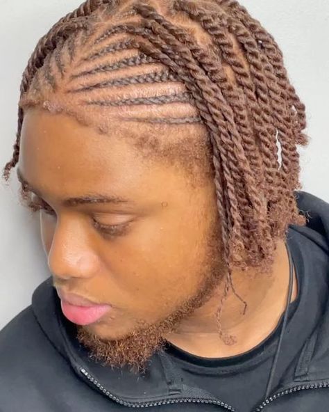 Cornrows Into Plaits Men, Cornrows Into Braids Men, Cornrows To Braids, Men’s Fulani Braids, Half Cornrows Half Box Braids Men, Fulani Braids Hairstyles Men, Cornrows Into Braids, Half Cornrows Half Twist, Cornrows For Black Men Braid Styles