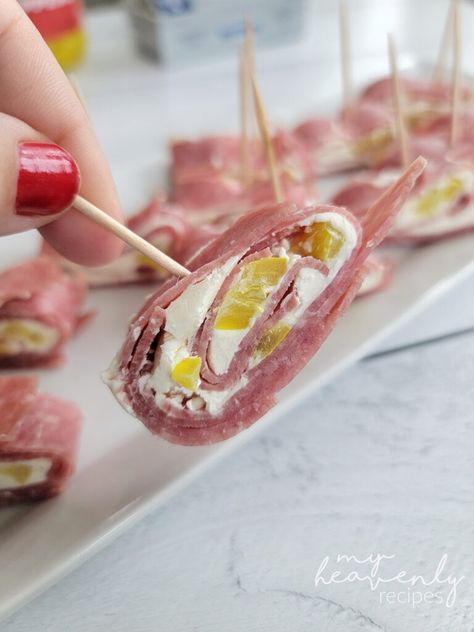 Salami Rolls Cream Cheese, Onion Roll Ups, Pickle Salami Cream Cheese, Salami Pickle Roll Ups, Salami Cream Cheese Roll Ups Appetizers, Salami Pickle Cream Cheese Roll Ups, Salami Cream Cheese Roll Ups, Salami Cream Cheese, Salami Rolls