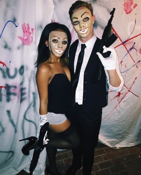 Halloween Couple Costume #ThePurge Couple Costumes For Halloween, Scary Couples Halloween Costumes, Halloween Couple Costume, Couple Halloween Costumes For Adults, Costumes For Halloween, Hot Halloween Outfits, Halloween Coustumes, Halloween Couple, Couple Costume