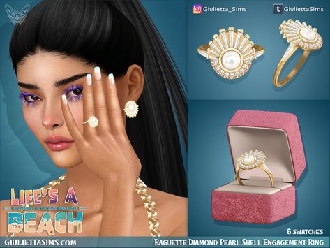 Sims 4 Decades Challenge, Sims 4 Studio, Dainty Engagement Rings, Dragon Earrings, Sims 4 Cc Furniture, Sims 4 Mods Clothes, Engagement Ring Diamond Cut, Baguette Diamonds, Kids Earrings