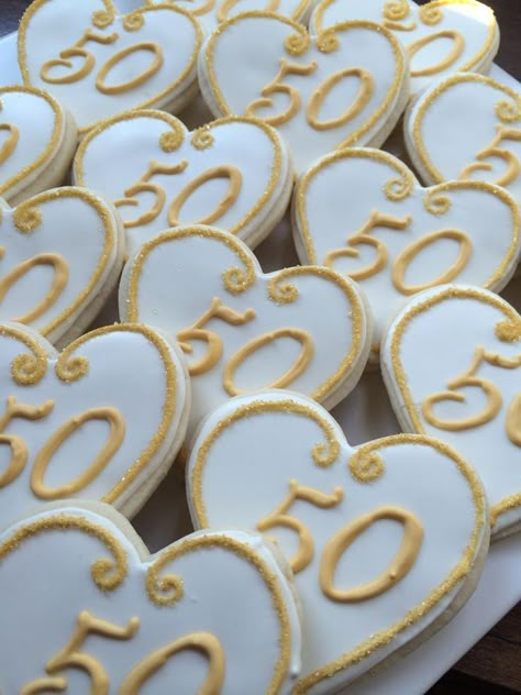 50th Wedding Anniversary Cookies, Wedding Anniversary Cookies, 50th Anniversary Cookies, 50th Anniversary Party Decorations, 50th Year Wedding Anniversary, 60th Anniversary Parties, 50th Wedding Anniversary Decorations, 30th Anniversary Parties, 50th Wedding Anniversary Cakes