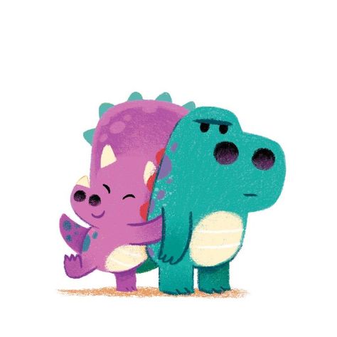 Chris Chatterton @ChrisChatterton It’s #NationalHugDay Cute Dinosaur Illustration, Dinosaur Character Design, Chris Chatterton, Dino Illustration, Colourful Leaves, Dinosaur Illustration, Celebration Day, Picture Books Illustration, January 21