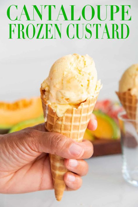 Frozen Recipes, Cantaloupe Recipes, Scream 4, 2023 Food, Gelato Recipe, The Best Dessert, Frozen Dessert Recipe, Drink Inspiration, Frozen Custard