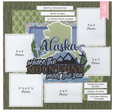 Scrapbooking Alaska, Cruise Scrapbook Pages, Alaska Photos, Cruise Scrapbook, Travel Scrapbook Pages, Scrapbook Design Layout, Beautiful Scrapbook Layouts, Scrapbook Pictures, Vacation Scrapbook