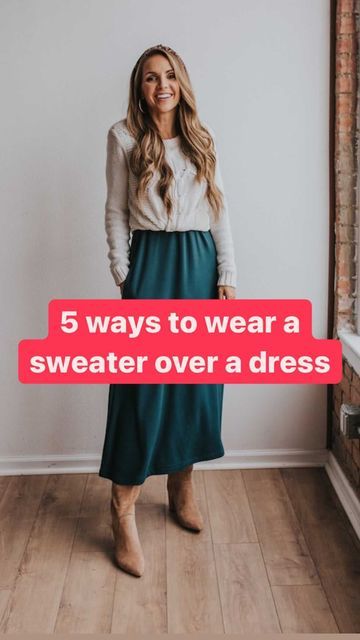 Layering A Maxi Dress, Wearing A Sweater Over A Maxi Dress, Maxi With Sweater, Sweater With Maxi Dress, Winter Dress Layering Outfit, Dress And Sweater Outfit Layering, How To Style A Maxi Dress For Winter, Maxi Dress Sweater Outfit, Sweater Over Maxi Dress Outfit